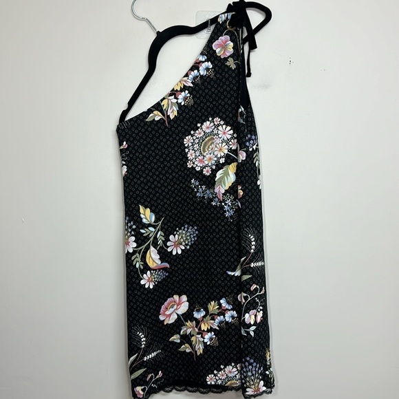Anthropologie Maeve Ashbury Black Floral Studded One Shoulder Dress 6 NWT - Picture 4 of 8